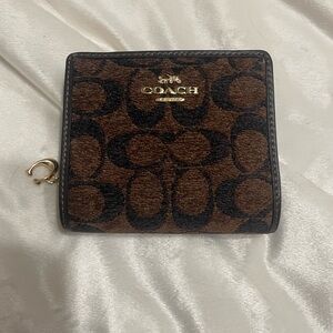 Coach Snap Wallet Brown Signature Chenille